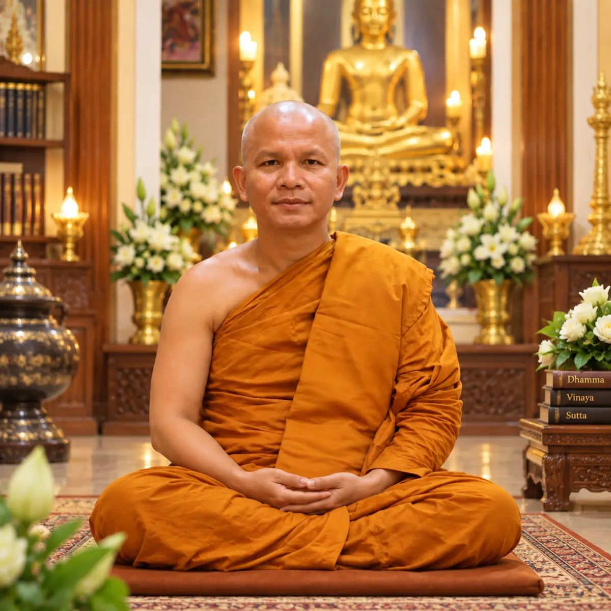 Y.M. Bhikkhu Kamsai Sumano Mahathera sedang bermeditasi